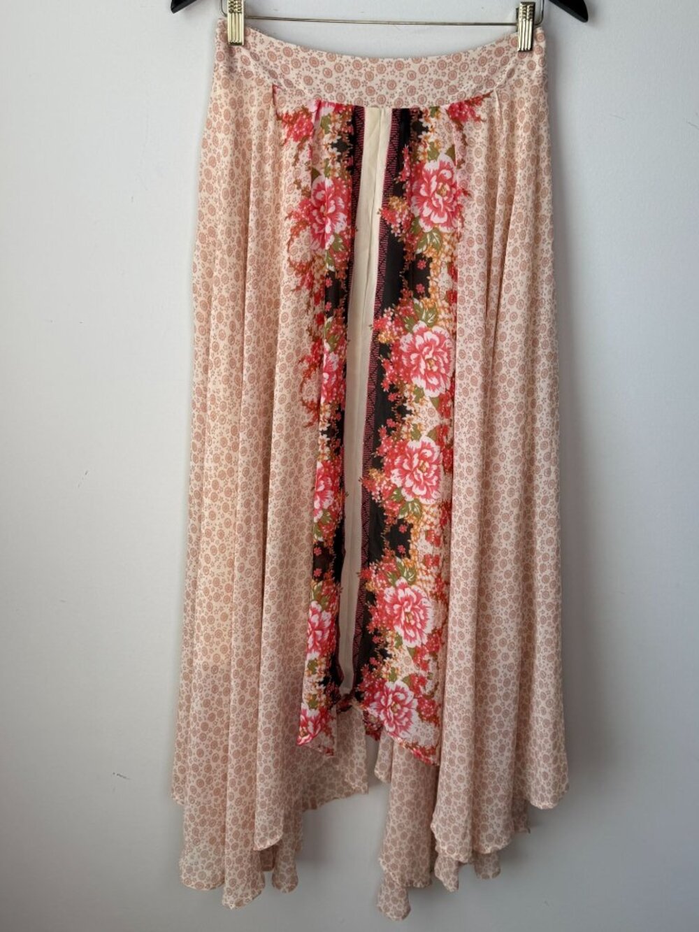 Free People The Originals Asymmetrical Floral Midi Skirt Peach M Boho Floral - Picture 5 of 10